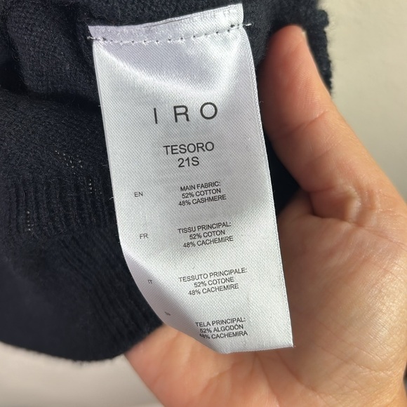 IRO Cashmere Cotton Blend Cutout Back Pullover Crewneck Black Sweater size XXS - Picture 3 of 7